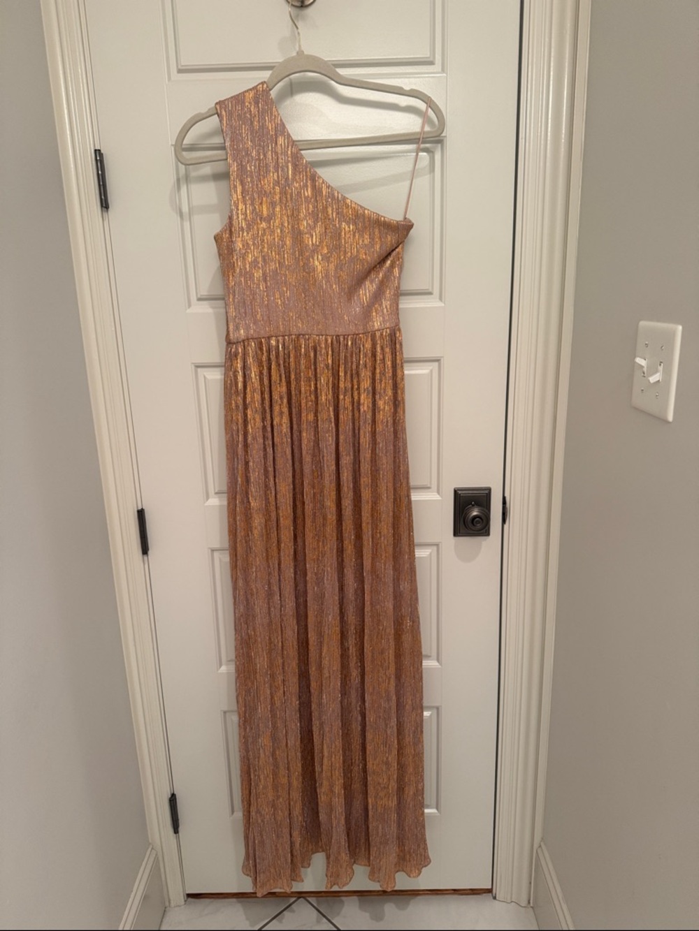 Dress the Population Rose Gold Metallic One-Shoulder Dress